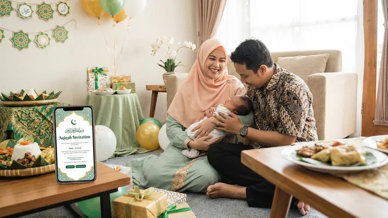 Undangan aqiqah digital untuk perayaan kelahiran buah hati