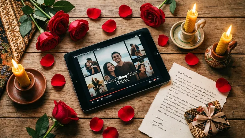 Contoh video anniversary romantis dengan foto pasangan