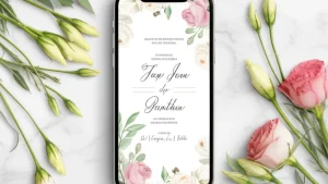 Background undangan digital kualitas terbaik dengan desain floral premium
