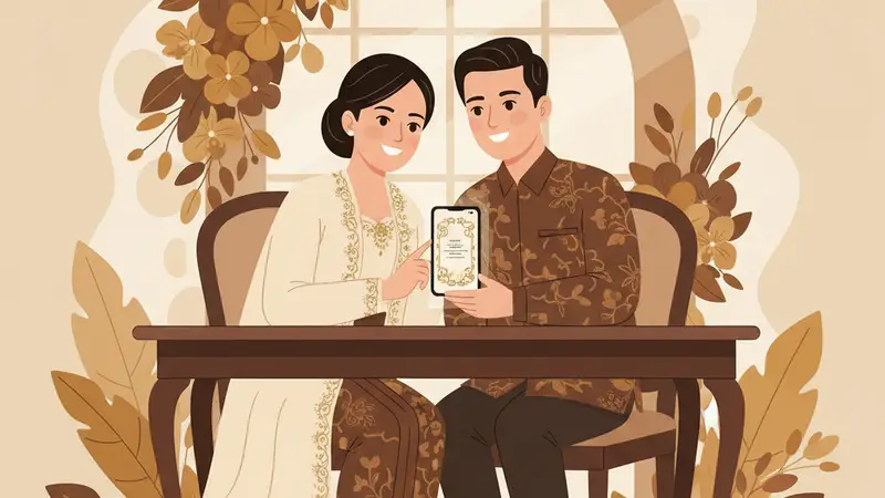 Ilustrasi background undangan digital dengan desain floral elegan