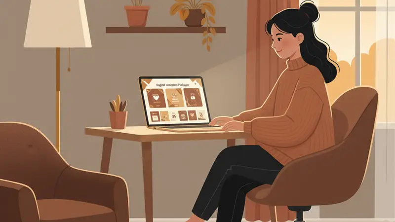 Pengantin wanita sedang melihat fitur RSVP otomatis di undangan digital
