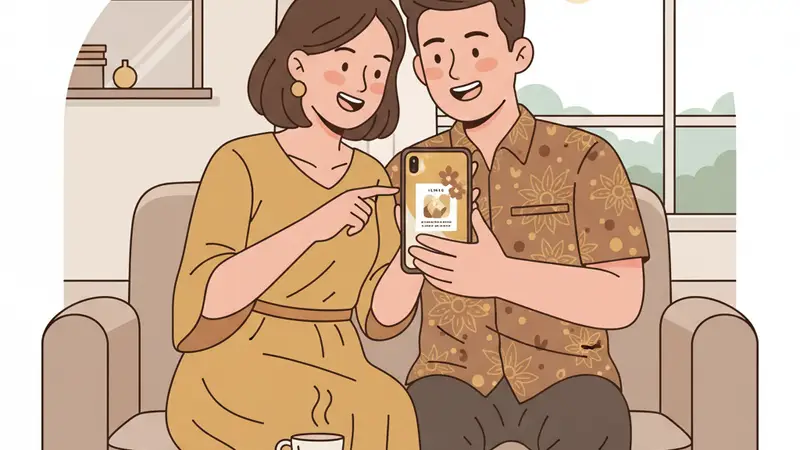 Seorang desainer sedang menguji coba undangan digital buatannya sendiri di laptop dan smartphone