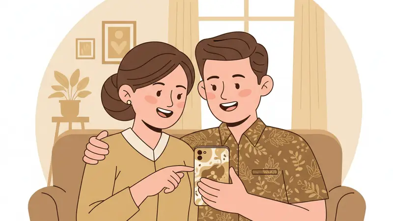 Pengantin sedang melihat fitur undangan digital, seperti peta lokasi dan RSVP