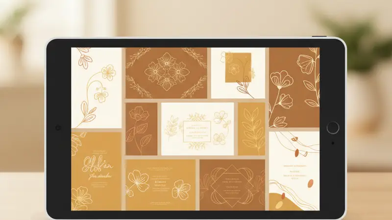 Contoh border undangan digital PNG dengan desain floral dan geometris
