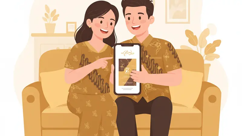 Desain undangan digital dengan border yang rapi dan elegan