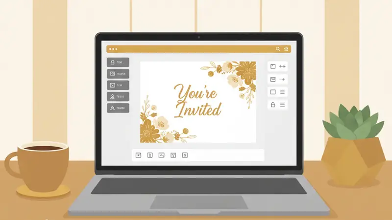 Contoh border undangan digital PNG dengan tren minimalis metalik dan organik
