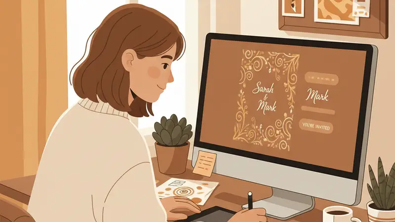 Tampilan antarmuka Google Sites atau Canva untuk membuat undangan web gratis