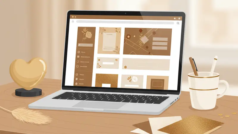 Pasangan pengantin bahagia melihat tablet dengan undangan digital Sannubari