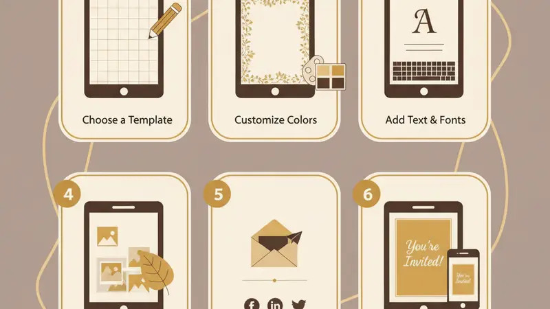 Pasangan sedang berdiskusi memilih tema dan desain undangan pernikahan digital di komputer