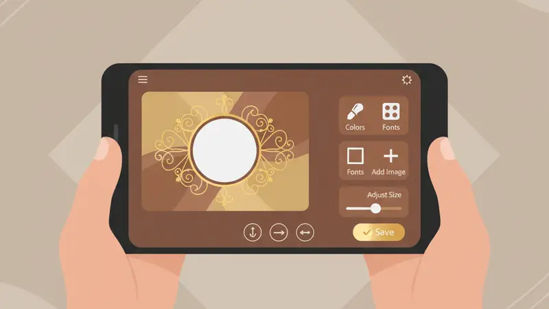Desainer grafis sedang membuat undangan pernikahan digital di komputer
