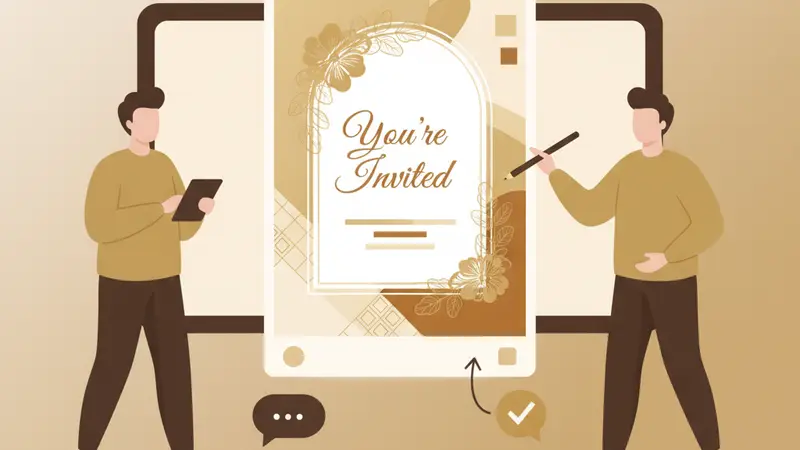 Ilustrasi undangan digital gratis dengan batasan fitur