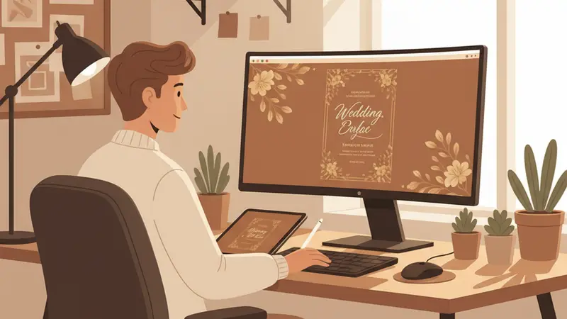 Tampilan antarmuka platform desain website gratis seperti Canva atau Google Sites