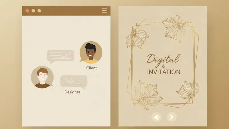 Pengantin wanita sedang membagikan undangan digitalnya melalui smartphone