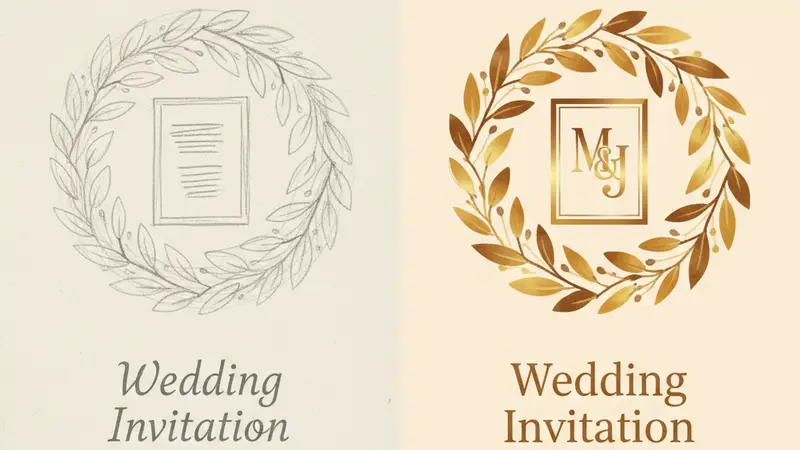 Pasangan pengantin sedang berdiskusi dengan desainer undangan digital di sebuah kafe