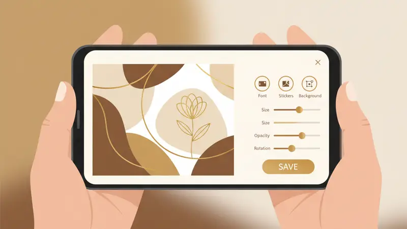 Ilustrasi sepasang pengantin sedang melihat undangan digital mereka