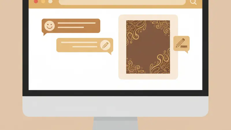 Ilustrasi seseorang membagikan kartu ucapan digital melalui smartphone ke berbagai platform