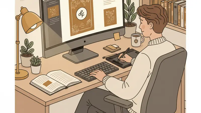 Tampilan layar laptop dengan berbagai template desain undangan digital