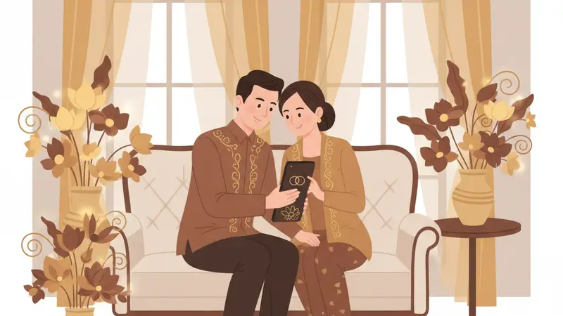 Pasangan memilih desain cetak kartu undangan pernikahan