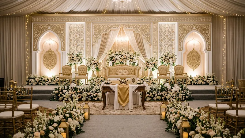 Dekorasi pernikahan islami Indonesia yang mewah dan elegan
