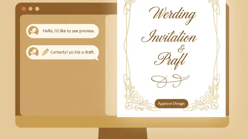 Perbandingan antara undangan digital di layar smartphone dan undangan cetak di meja