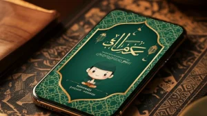 Undangan khitanan digital dengan desain islami modern