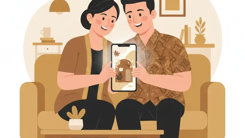 Seorang desainer grafis sedang membuat kartu ucapan digital di laptop