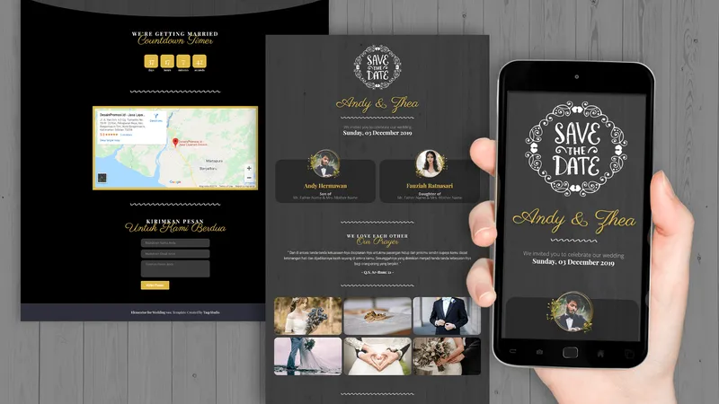 Tema Undangan Digital Black Gold - Sannubari