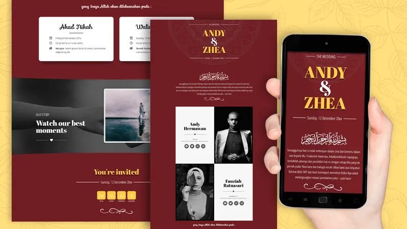 Tema Undangan Digital Maroon Classic - Sannubari