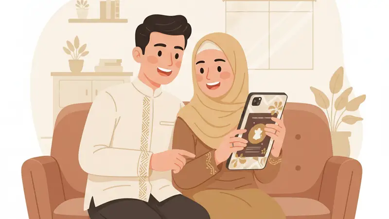 Peta interaktif di link undangan pernikahan online yang diakses via smartphone