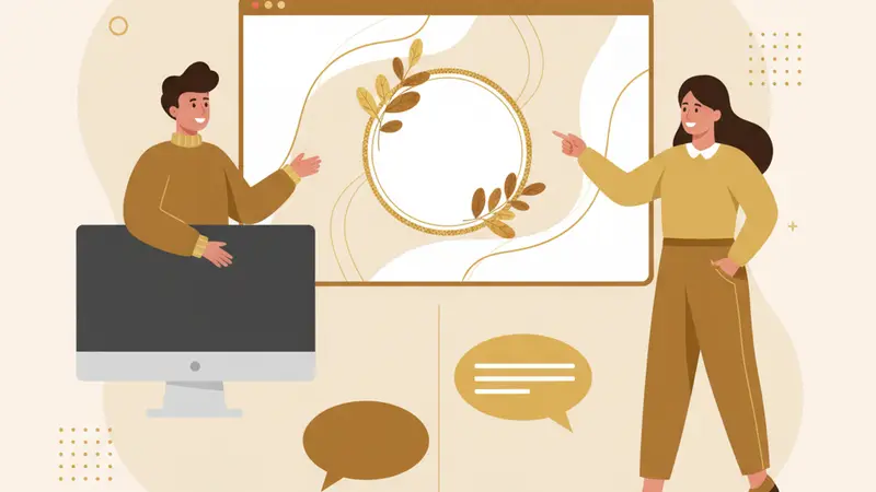 Ilustrasi seseorang sedang memilih template undangan digital