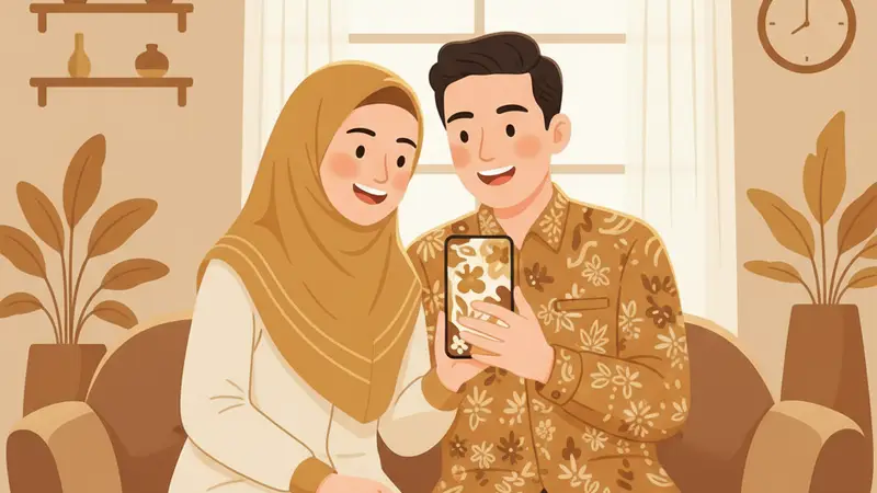 Pengantin sedang mengkustomisasi template undangan digital