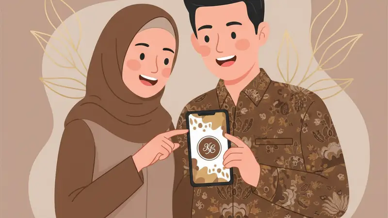 Pengantin sedang memilih template undangan digital website dengan berbagai opsi kustomisasi