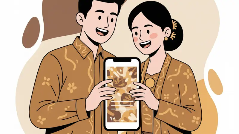 Pengantin berdiskusi dengan desainer undangan digital