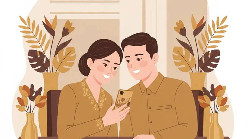 Ilustrasi berbagai ukuran undangan digital di layar smartphone dan komputer