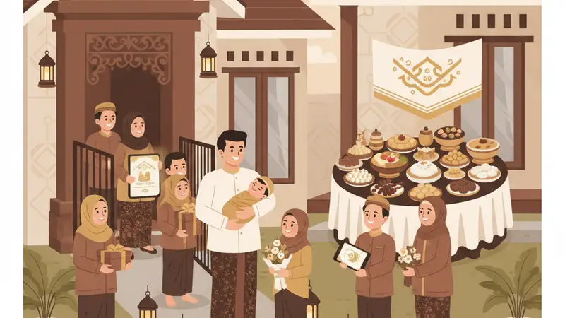 Contoh undangan digital aqiqah dengan desain lucu