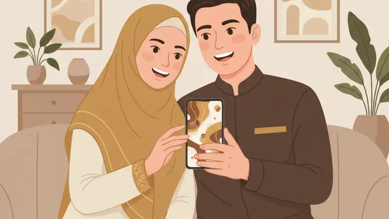 Desain undangan digital syari dengan ornamen islami