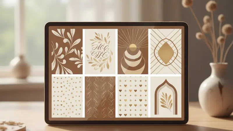 Tangan memegang tablet menampilkan undangan digital dengan desain elegan