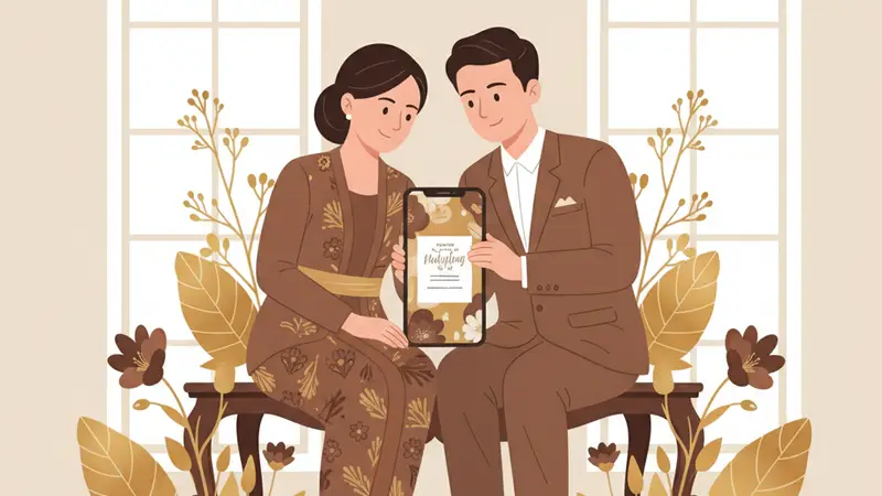 Ilustrasi undangan digital website gratis dengan berbagai template simpel