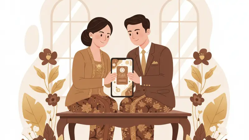 Ilustrasi anak muslim sedang khitan dengan desain undangan khitan online
