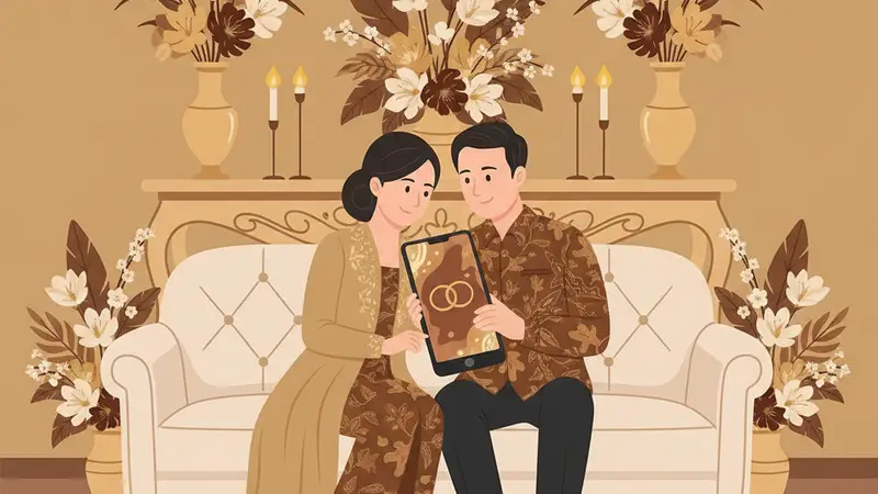 Ilustrasi keluarga bahagia dengan undangan khitanan digital gratis