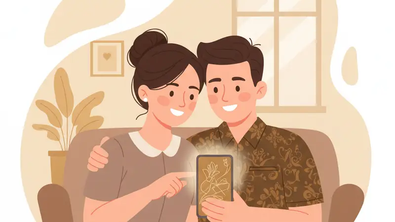 Pengantin wanita sedang memilih desain undangan online di laptop