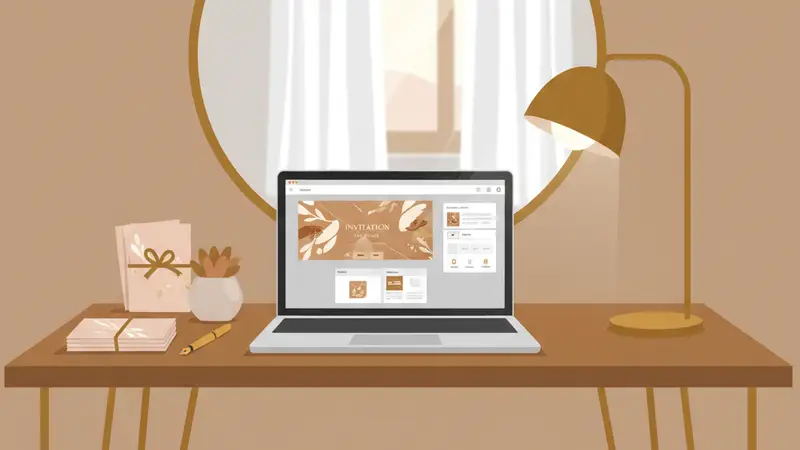 Pengantin merayakan pernikahan dengan undangan online web