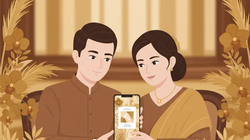 Undangan Pernikahan Lipat 3 dengan Desain Elegan