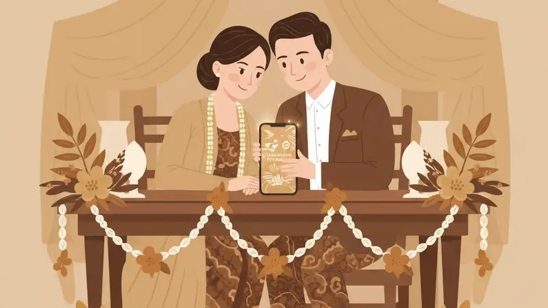 Ilustrasi undangan pernikahan digital simple dan murah Sannubari