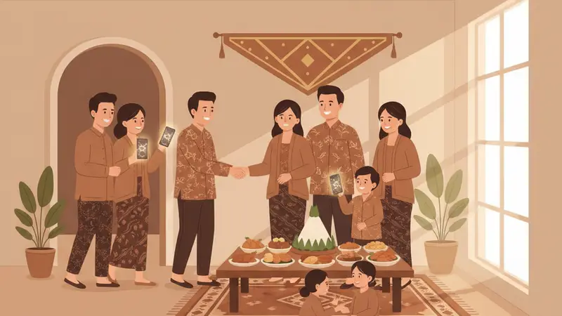 Desainer Sannubari sedang membuat undangan syukuran digital di komputer