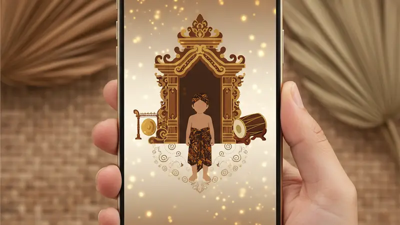 Tampilan undangan khitanan digital Sannubari di smartphone dengan fitur peta, galeri, dan buku tamu