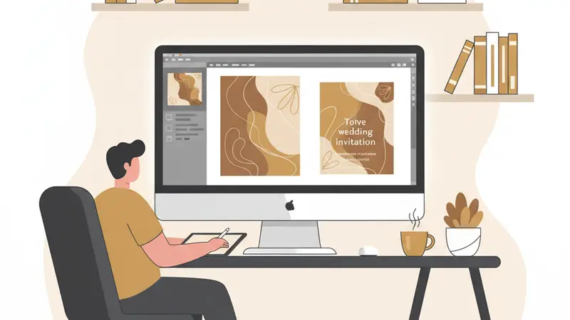 Tampilan antarmuka Canva saat mendesain undangan pernikahan