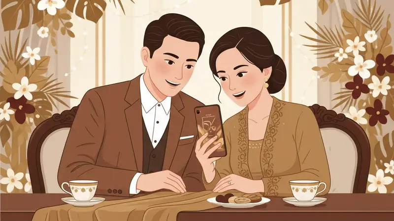 Ilustrasi undangan digital 3D dengan efek kedalaman dan elemen interaktif