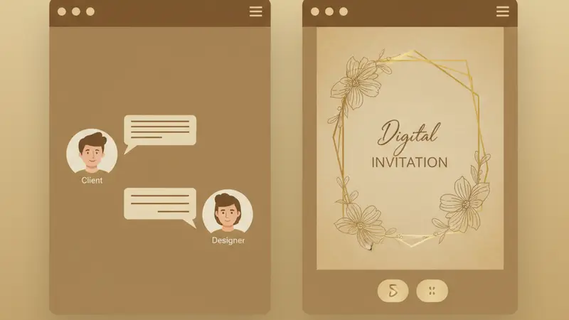 Seorang calon pengantin sedang memilih musik latar untuk undangan digitalnya