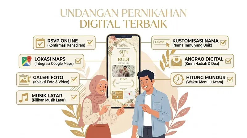 Fitur lengkap undangan pernikahan digital terbaik dari RSVP hingga amplop digital